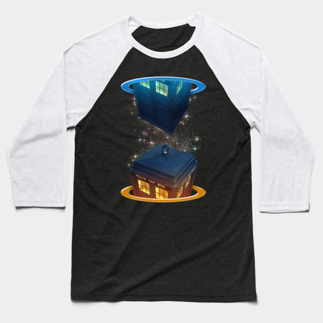 Tardis Portal Baseball T-Shirt by jebezkali